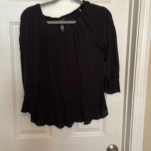 Boho textured black blouse